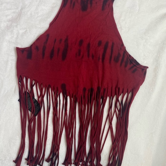 Forever 21 Burgundy Fringe Crop Top - Picture 2 of 6